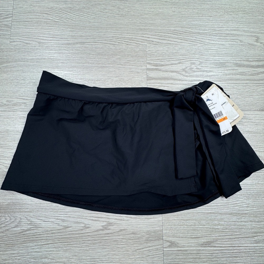Tommy Bahama Womens NWT Skirted Hipster Swim Bottom Side Tie Black Small